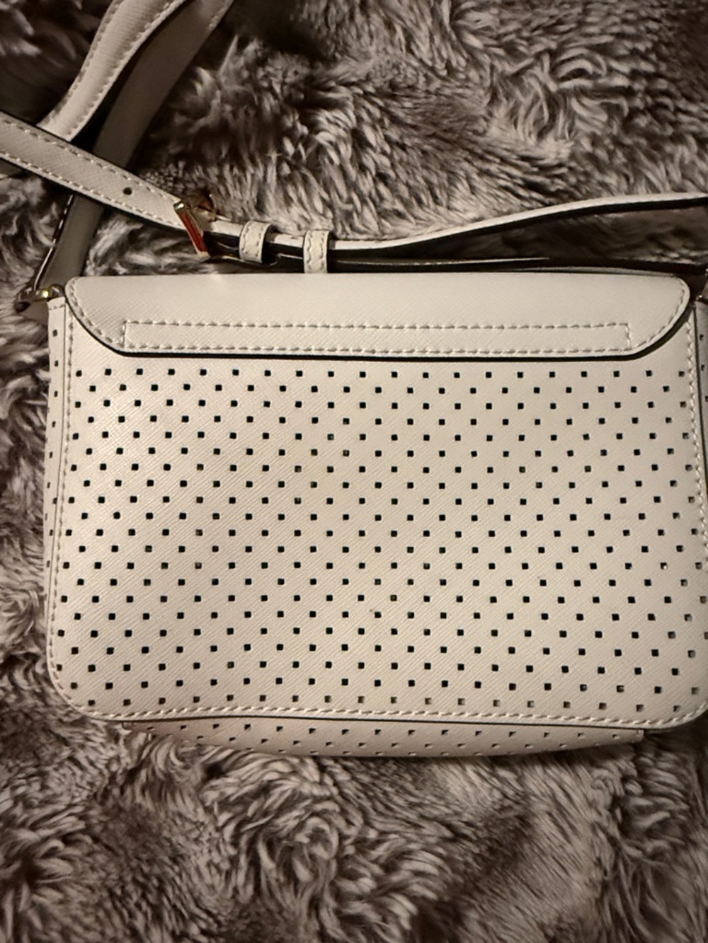 Michael Kors White Perforated Crossbody Bag with Gold Accent - Picture 3 of 14